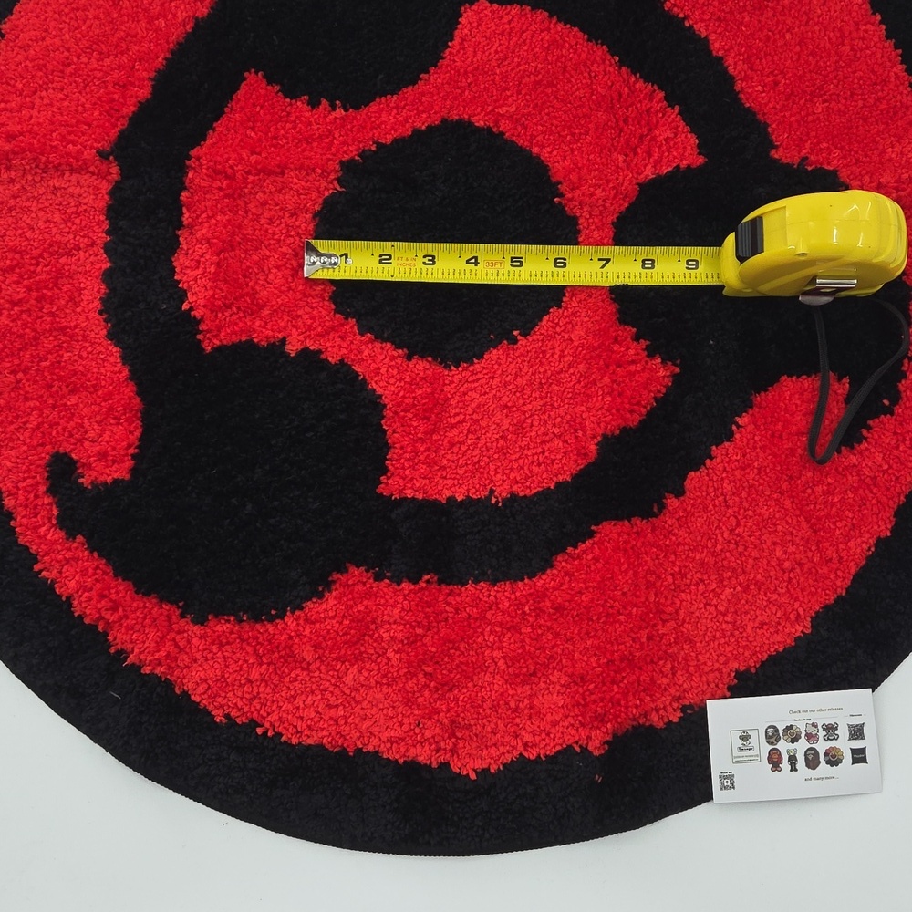 Red and Black Mystic Eye Circular Rug New - Picture 10 of 12
